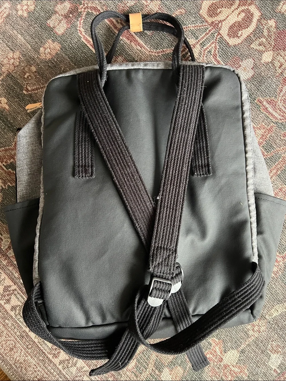 Petunia Pickle Bottom Gray and Black Convertible Tote Backpack Baby Bag